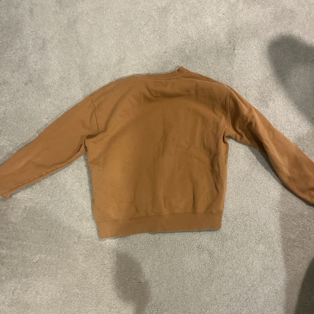RVCA Tan Crewneck Sweater with Ribbed Detailing